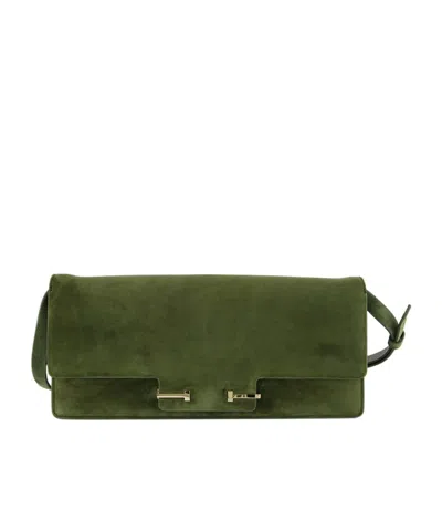 Tom Ford Aube Suede Clutch Bag In Green