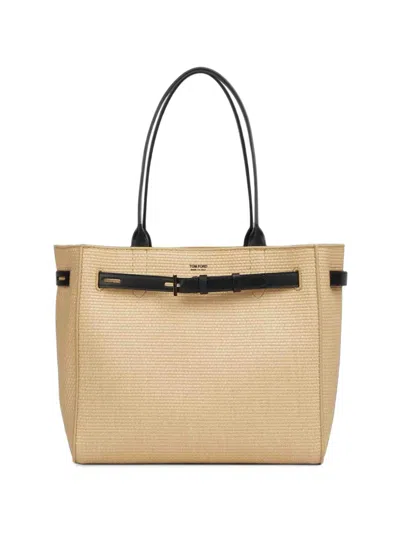 Tom Ford Audrey Buckled Tote Bag In Neutral