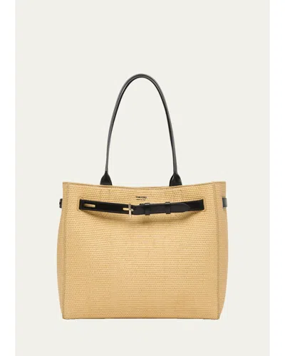 Tom Ford Audrey Large Raffia Tote Bag In Red