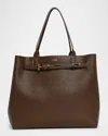 Tom Ford Audrey Large Tote Bag In Grain Leather In Dark Khaki