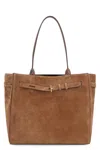 Tom Ford Rectangular Suede Tote With Belt Detail In Brown