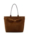 Tom Ford Structured Suede Bag With Distinctive Buckle Detail In Brown