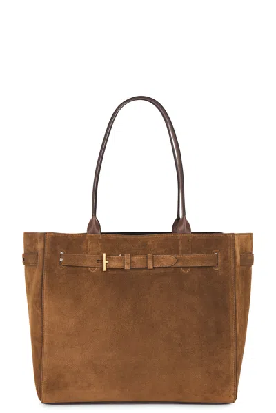 Tom Ford Audrey Medium Suede Tote Bag In Brown