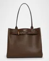Tom Ford Audrey Medium Tote Bag In Grain Leather In Dark Khaki