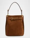 Tom Ford Audrey Mini Bucket Bag In Calfskin Suede In Brown