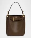 Tom Ford Audrey Mini Bucket Bag In Grain Leather In Dark Khaki