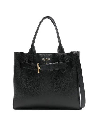 Tom Ford Audrey Small Leather Tote In Black