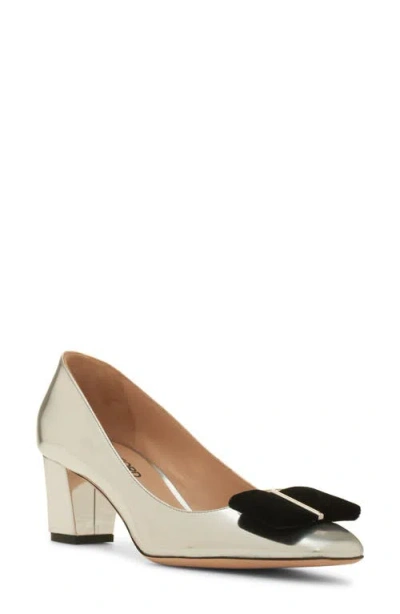 Tom Ford Audrey Velvet Bow Ballerina Pump In 3gn07 Silver/black
