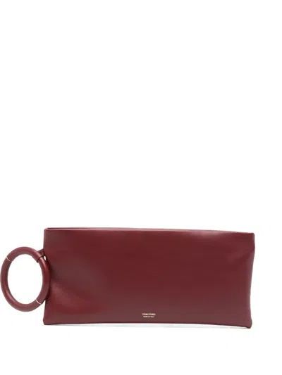 Tom Ford Aura Ring Leather Clutch In Red