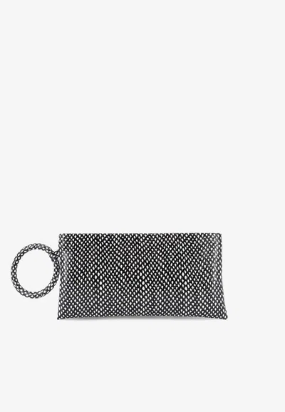 Tom Ford Aura Snakeskin Print Leather Clutch Bag In Monochrome