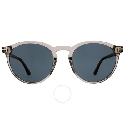 Tom Ford Aurele Blue Oval Men's Sunglasses Ft0904 57v 52 In Beige / Blue