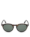 Tom Ford Aurele Round Sunglasses, 52mm In Dhav/grnpz