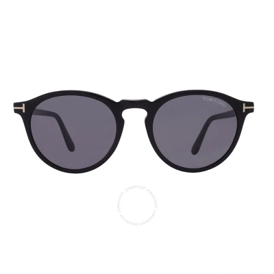 Tom Ford Aurele Smoke Oval Men's Sunglasses Ft0904 01a 50 In Black