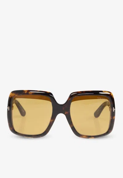 Tom Ford Aurora Oversized Square Sunglasses In Brown