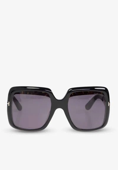 Tom Ford Aurora Oversized Square Sunglasses In Gray
