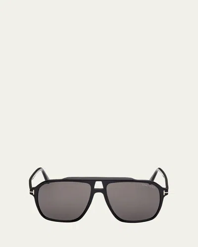 Tom Ford Autari Aviator Acetate Sunglasses In Black