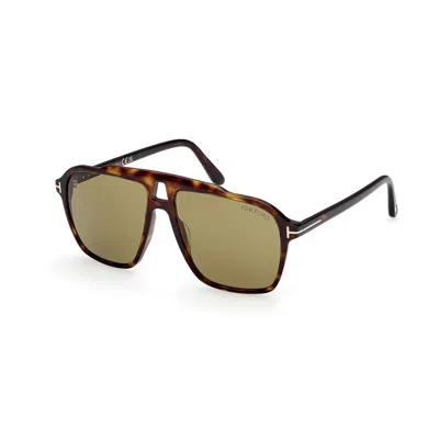 Tom Ford Autari Green Navigator Men's Sunglasses Ft1209 52n 56 In Brown