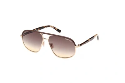 Pre-owned Tom Ford Authentic  Maxwell Sunglasses Ft1019-28f Brown W/ Gold Lens 59mmnew