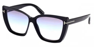 Pre-owned Tom Ford Authentic  Sven Sunglasses Ft0920-01b Shinny Black/ Blue Lens 57mmnew