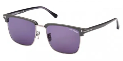 Pre-owned Tom Ford Authentic  Sven Sunglasses Ft0997-h-51v Ruthenium W/ Blue Lens 55mmnew In Purple