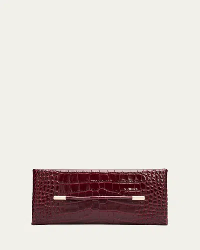 Tom Ford Ava Croc-embossed Leather Clutch In Lost Cherry