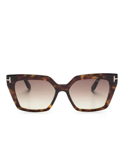 Tom Ford Avana Scura  / Marrone Grad Acetate Sunglasses In Brown