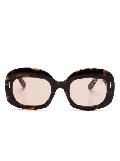 Tom Ford Carmen Square-frame Tortoiseshell Acetate Sunglasses In Brown