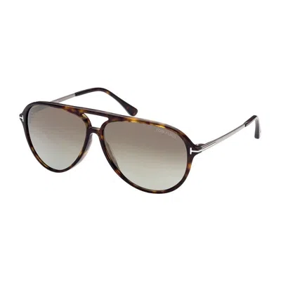 Tom Ford Aviator Full Rim, With A Dark Havana Frame And Polarized Roviex Lens. In Silver