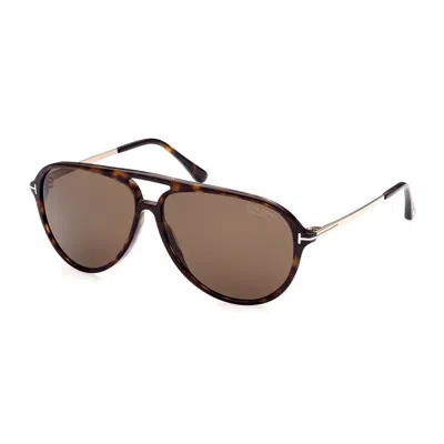 Tom Ford Aviator Full Rim, With A Dark Havana Frame And Polarized Roviex Lens. In Brown