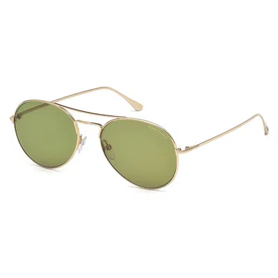 Tom Ford Aviator Full Rim, With A Gold Frame And Green Lens.
