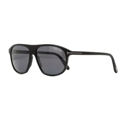 Tom Ford Aviator Full Rim, With A Shiny Black Frame And Smoke Lens.
