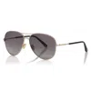 Tom Ford Aviator Full Rim, With A Shiny Dark Brown Frame And Brown Mirror Lens.