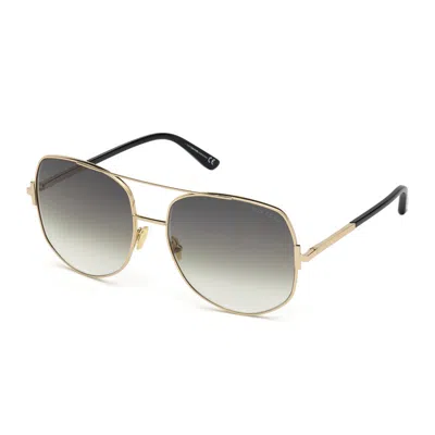 Tom Ford Aviator Full Rim, With A Shiny Rose Gold Frame And Gradient Smoke Lens.