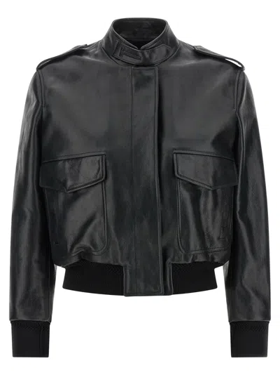Tom Ford Aviator Style Jacket Front Pockets Ribbed In Black