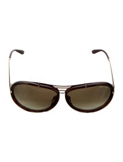 Pre-owned Tom Ford Aviator Mirrored Sunglasses In Brown