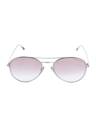 Pre-owned Tom Ford Aviator Mirrored Sunglasses In Silver