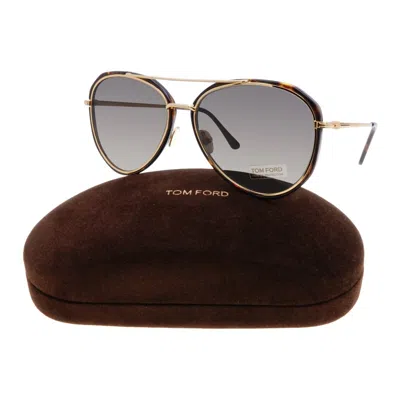 Pre-owned Tom Ford Aviator Sunglasses Tf749 "vittorio" 52j Dark Havana/gold Gray Lens Mens