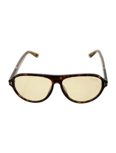 Pre-owned Tom Ford Aviator Tinted Sunglasses In Brown