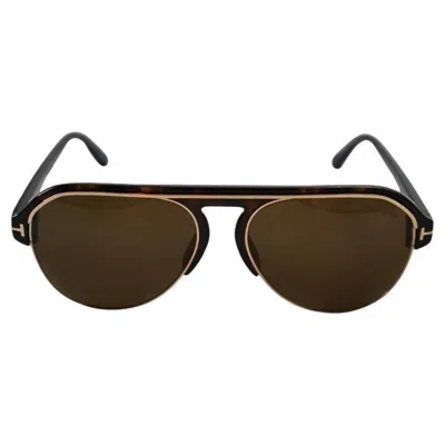 Pre-owned Tom Ford Aviator Tortoise Dark Havana Ft0929 Sunglasses In Black
