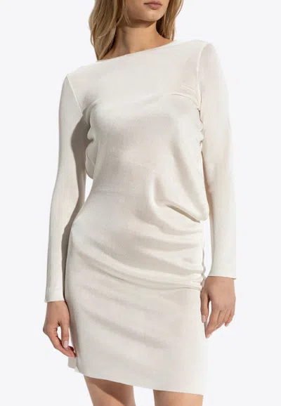 Tom Ford Backless Satin Mini Dress In White
