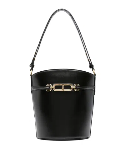 Tom Ford Logo-plaque Bucket Bag In Black