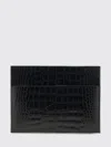 Tom Ford Crocodile-print Leather Document Holder In Black