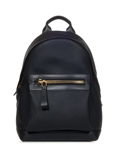 Tom Ford Buckley Leather-trimmed Suede Backpack In Blue