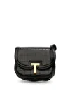 Tom Ford Textured Calf And Sheep Leather Shoulder Bag In Black