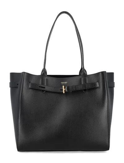 Tom Ford Audrey Medium Leather Tote In Black