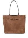 Tom Ford Brown Medium Tote Bag With Belt And T Plaque On The Front In Suede Woman In Brown
