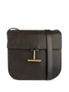 Tom Ford Tara Medium Crossbody Bag In Lizard-embossed Suede And Leather In Brown