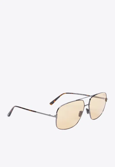 Tom Ford Bally Aviator Sunglasses In Yellow