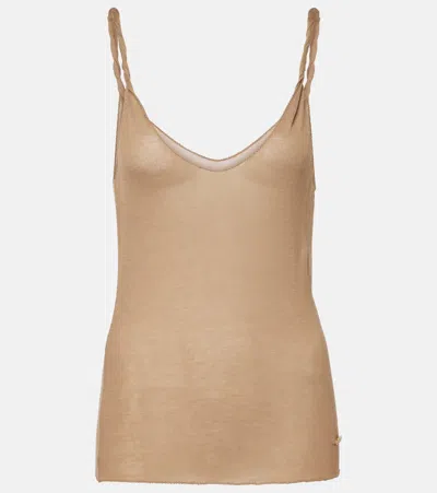 Tom Ford Twisted Bamboo Jersey Tank Top In Brown
