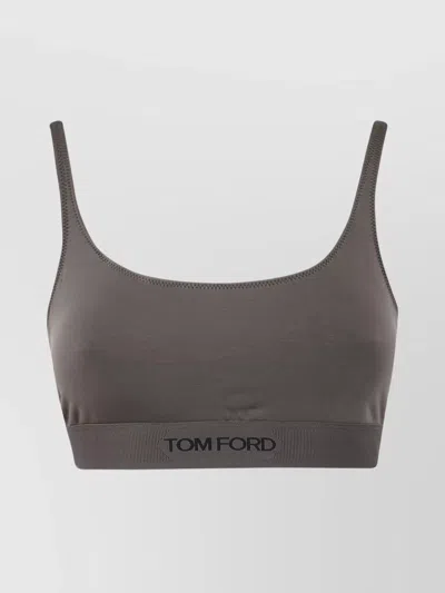 Tom Ford Banded Scoop Neck Bra In Gray